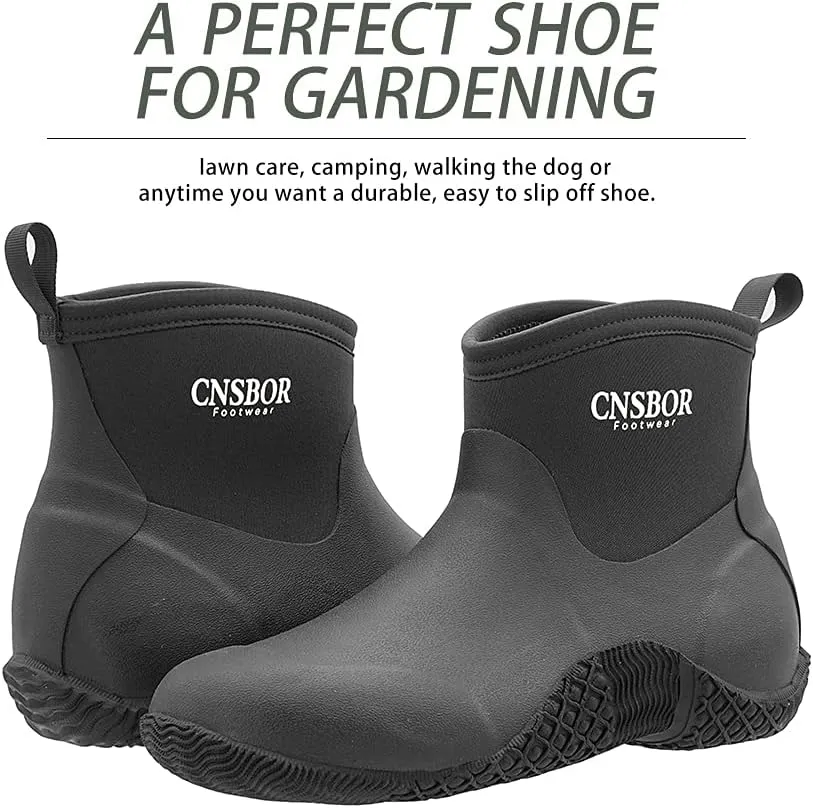 CNSBOR Men's Work Boots - Waterproof, Lightweight, Ankle Garden Boots