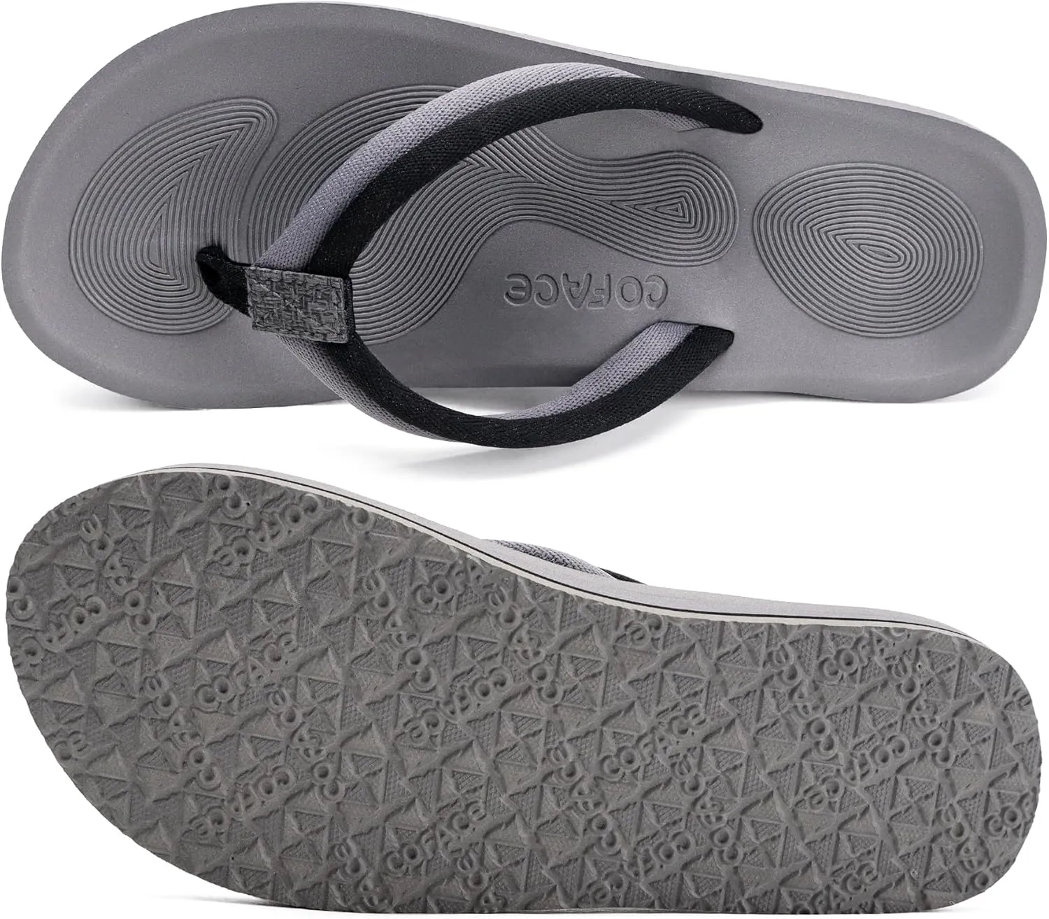 COFACE Comfortable Flip Flops For Women with Arch Support Thong-Sandals Womens Sandals Flip-Flop Size 7 grey