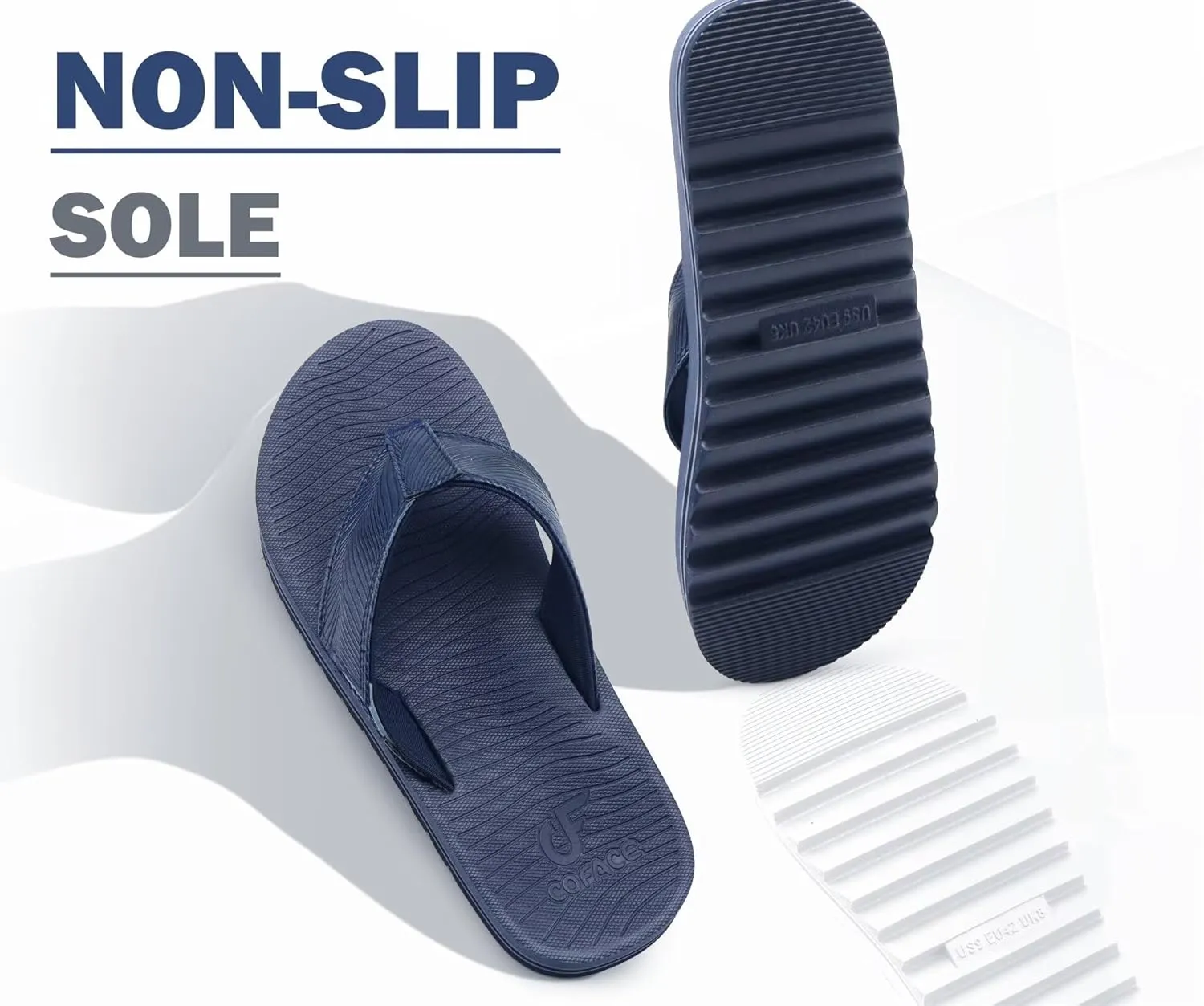 COFACE Mens Arch Support Flip Flops Yoga Mat Comfortable Thick Cushion Recovery Walking Thong Sandals Lightweight Slip On Summer Beach Slippers