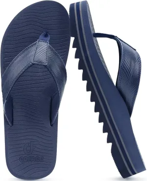 COFACE Mens Arch Support Flip Flops Yoga Mat Comfortable Thick Cushion Recovery Walking Thong Sandals Lightweight Slip On Summer Beach Slippers