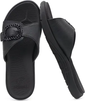 COFACE Womens Dressy Orthotic Slides Lightweight Yoga Mat Thick Cushion Recovery Walking Sandals Adjustable Slip On Slippers with Comfortable Plantar Fasciitis Arch Support