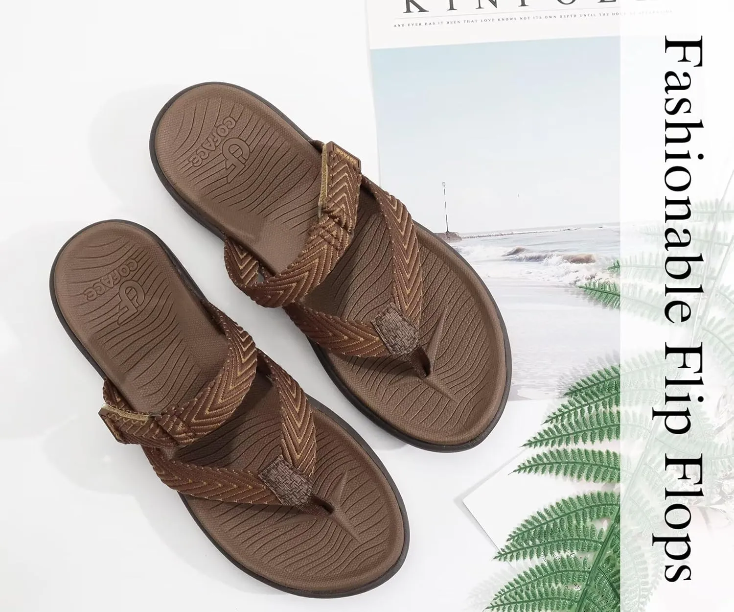 COFACE Womens Trendy Orthotic Flip Flops Lightweight Yoga Mat Thick Cushion Walking Thong Sandals Adjustable Slip On Slippers With Comfortable Plantar Fasciitis Arch Support