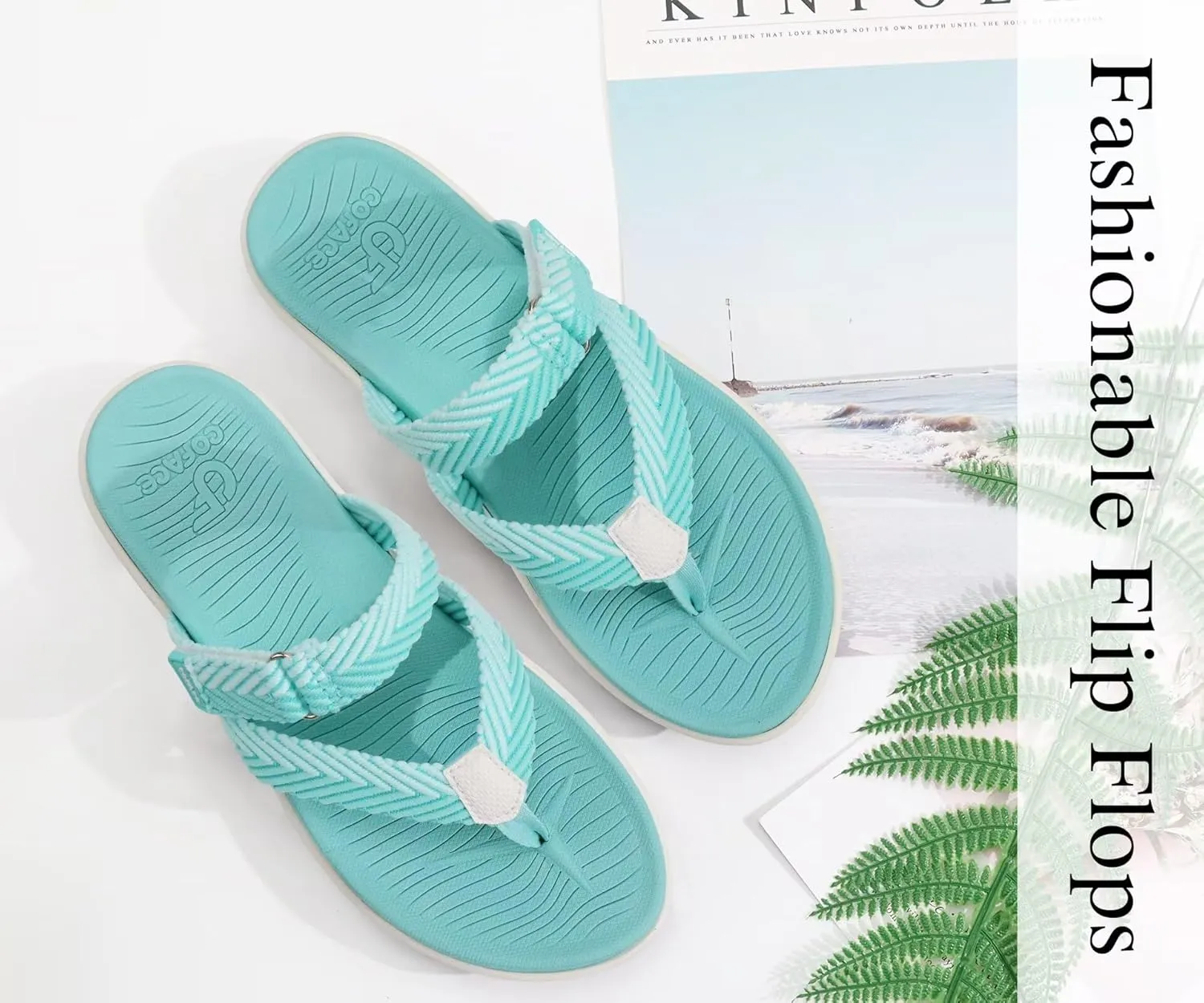 COFACE Womens Trendy Orthotic Flip Flops Lightweight Yoga Mat Thick Cushion Walking Thong Sandals Adjustable Slip On Slippers With Comfortable Plantar Fasciitis Arch Support