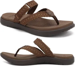COFACE Womens Trendy Orthotic Flip Flops Lightweight Yoga Mat Thick Cushion Walking Thong Sandals Adjustable Slip On Slippers With Comfortable Plantar Fasciitis Arch Support