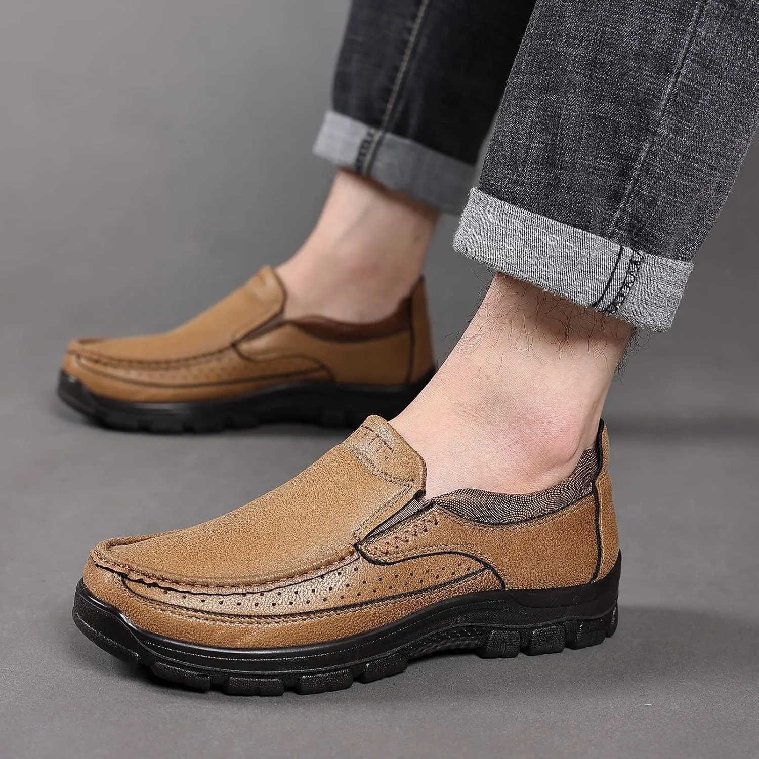 Coramtty Men's Slip on Loafers Casual Shoes Soft Lightweight Slippers Breathable Comfort Dress Shoes for Male Walking Flat Outdoor