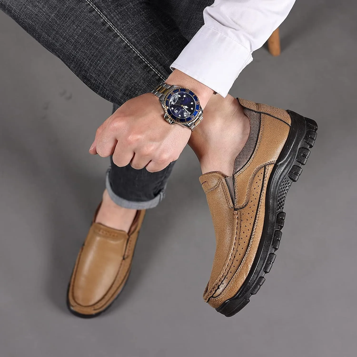 Coramtty Men's Slip on Loafers Casual Shoes Soft Lightweight Slippers Breathable Comfort Dress Shoes for Male Walking Flat Outdoor