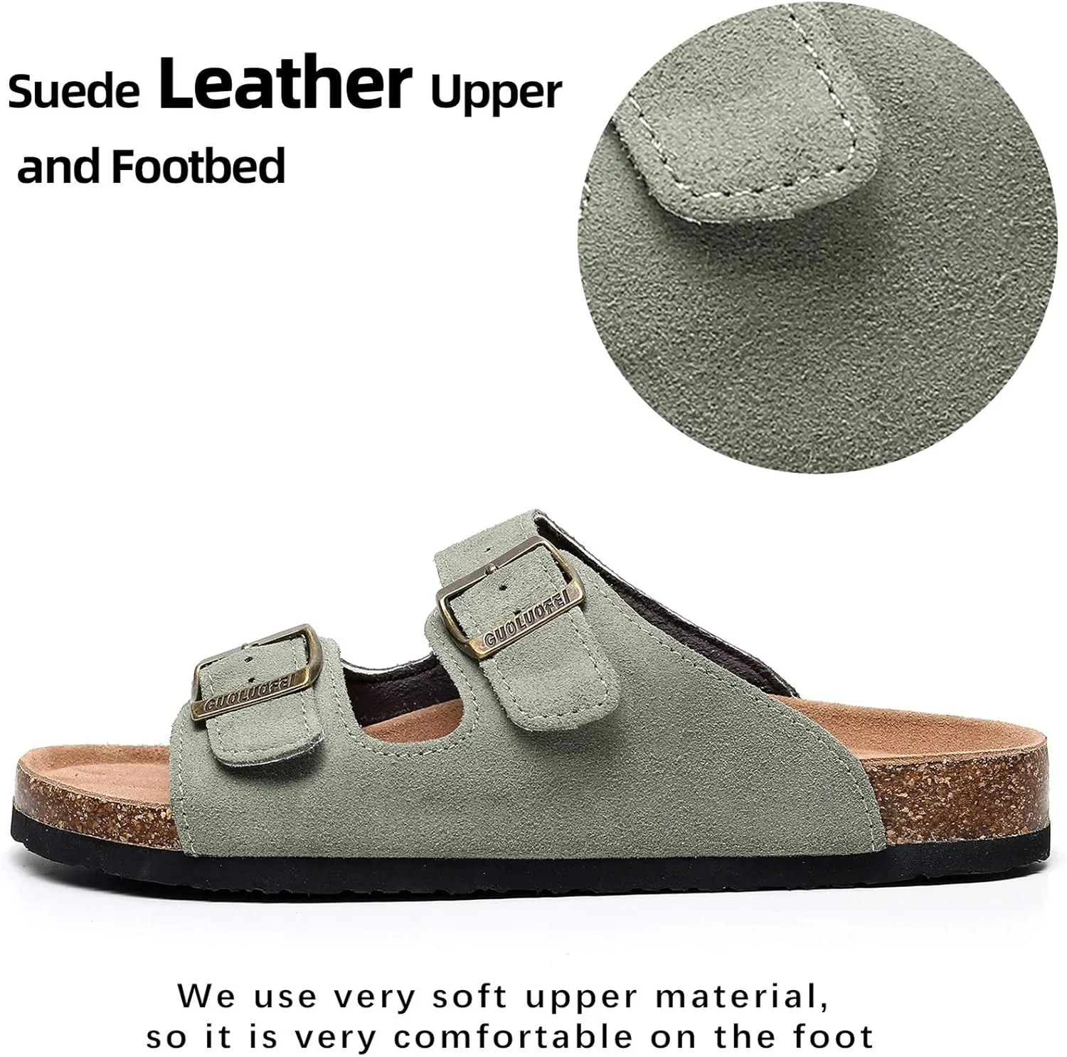 Cork Sandals Women With Arch Support, Comfortable Summer Beach Sandals For Women/Girls/Ladies,Leather Slide Shoes For Women
