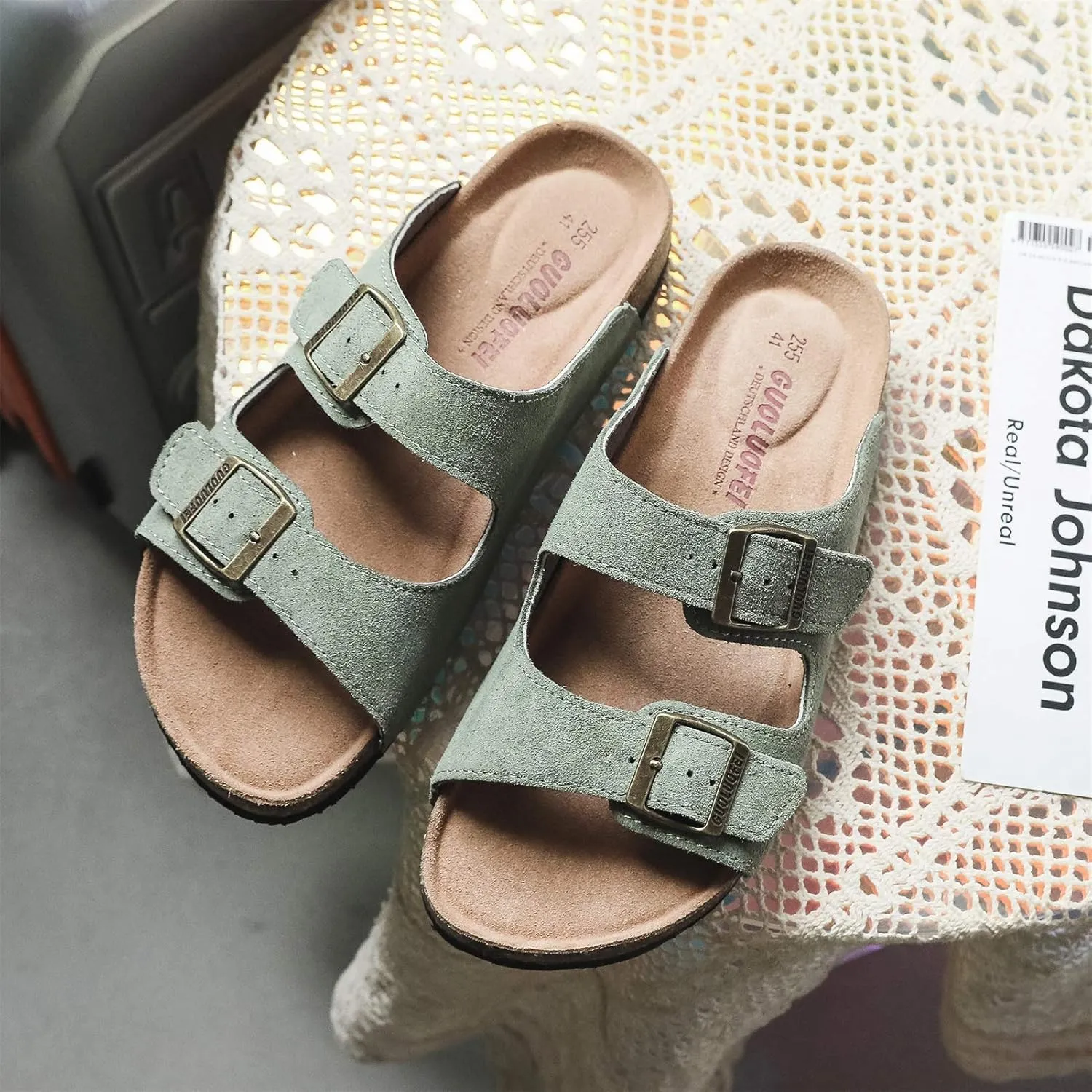 Cork Sandals Women With Arch Support, Comfortable Summer Beach Sandals For Women/Girls/Ladies,Leather Slide Shoes For Women