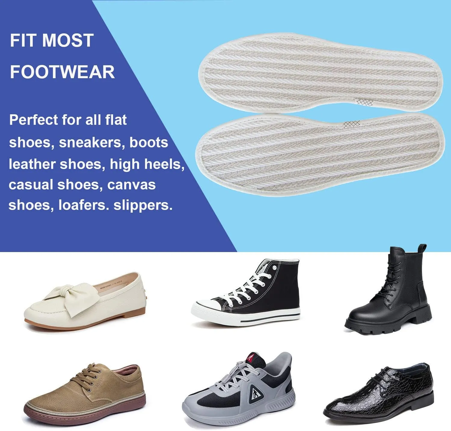 Cotton Shoe Insoles for Men Cloth Fabric Shoe Pads for Dress Shoes ad Sneakers Comfortable Inner Soles for Boots Sweat & Moisture Wicking, 3 Pairs/Women 10-10.5/Men 8-9 M US