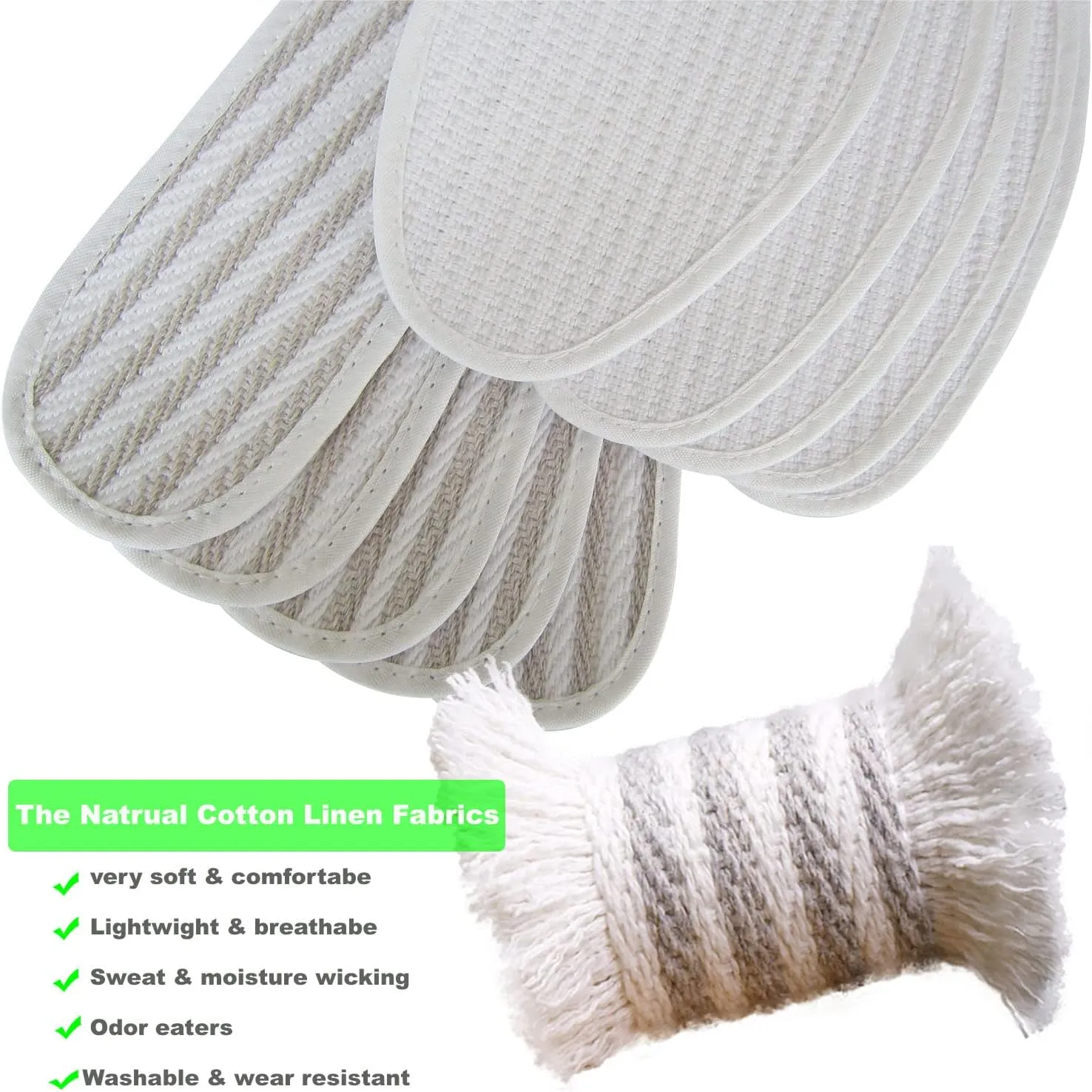Cotton Shoe Insoles for Men Cloth Fabric Shoe Pads for Dress Shoes ad Sneakers Comfortable Inner Soles for Boots Sweat & Moisture Wicking, 3 Pairs/Women 10-10.5/Men 8-9 M US