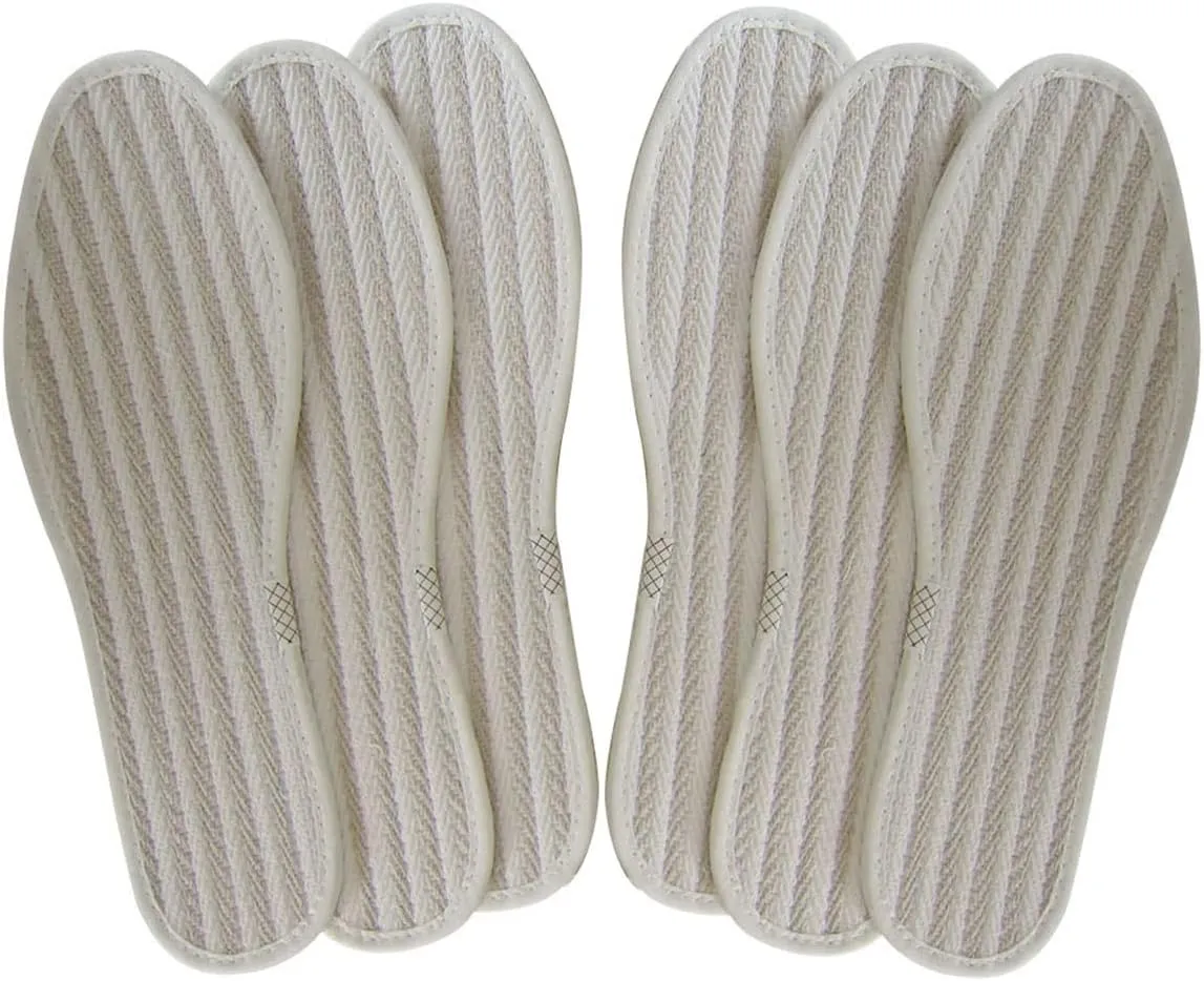 Cotton Shoe Insoles for Men Cloth Fabric Shoe Pads for Dress Shoes ad Sneakers Comfortable Inner Soles for Boots Sweat & Moisture Wicking, 3 Pairs/Women 10-10.5/Men 8-9 M US