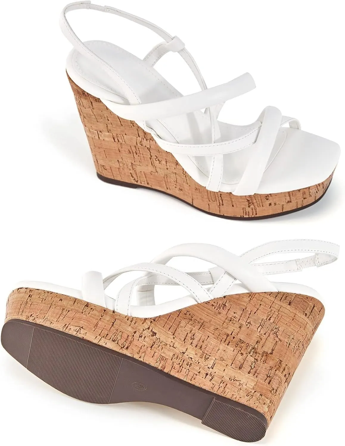 Coutgo Women Platform Wedge Sandals Cork Slingback Wedges Espadrilles Heels Summer Shoes