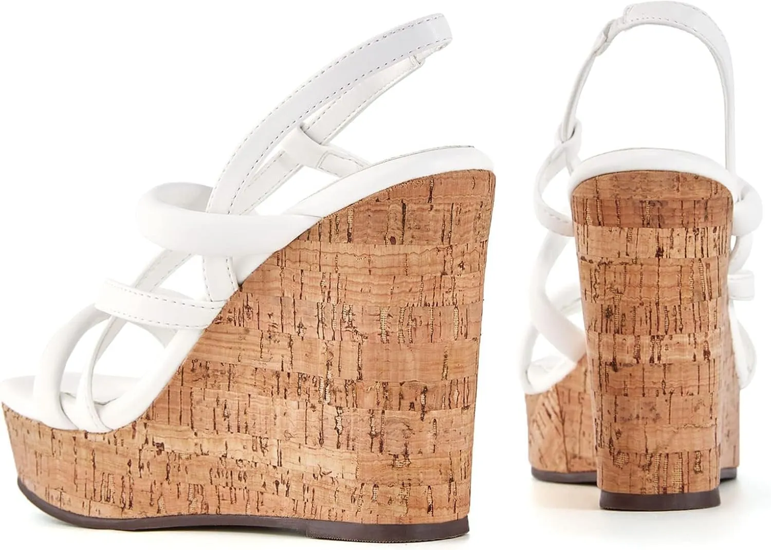 Coutgo Women Platform Wedge Sandals Cork Slingback Wedges Espadrilles Heels Summer Shoes