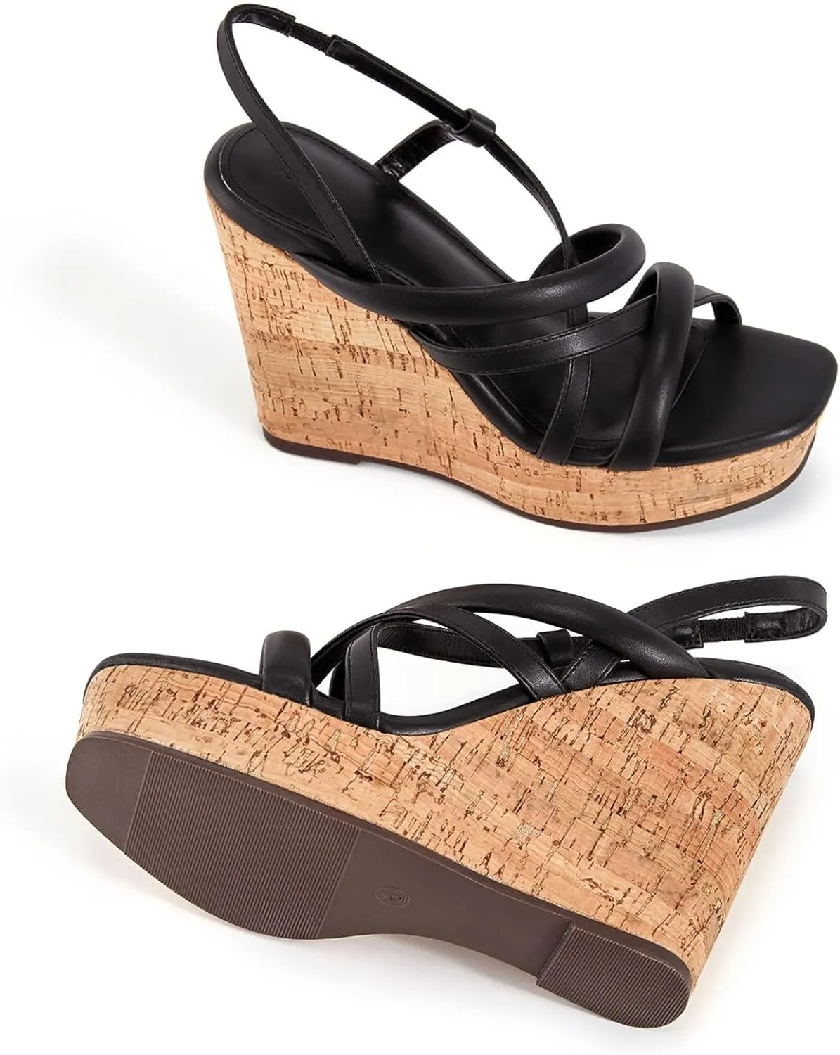 Coutgo Women Platform Wedge Sandals Cork Slingback Wedges Espadrilles Heels Summer Shoes
