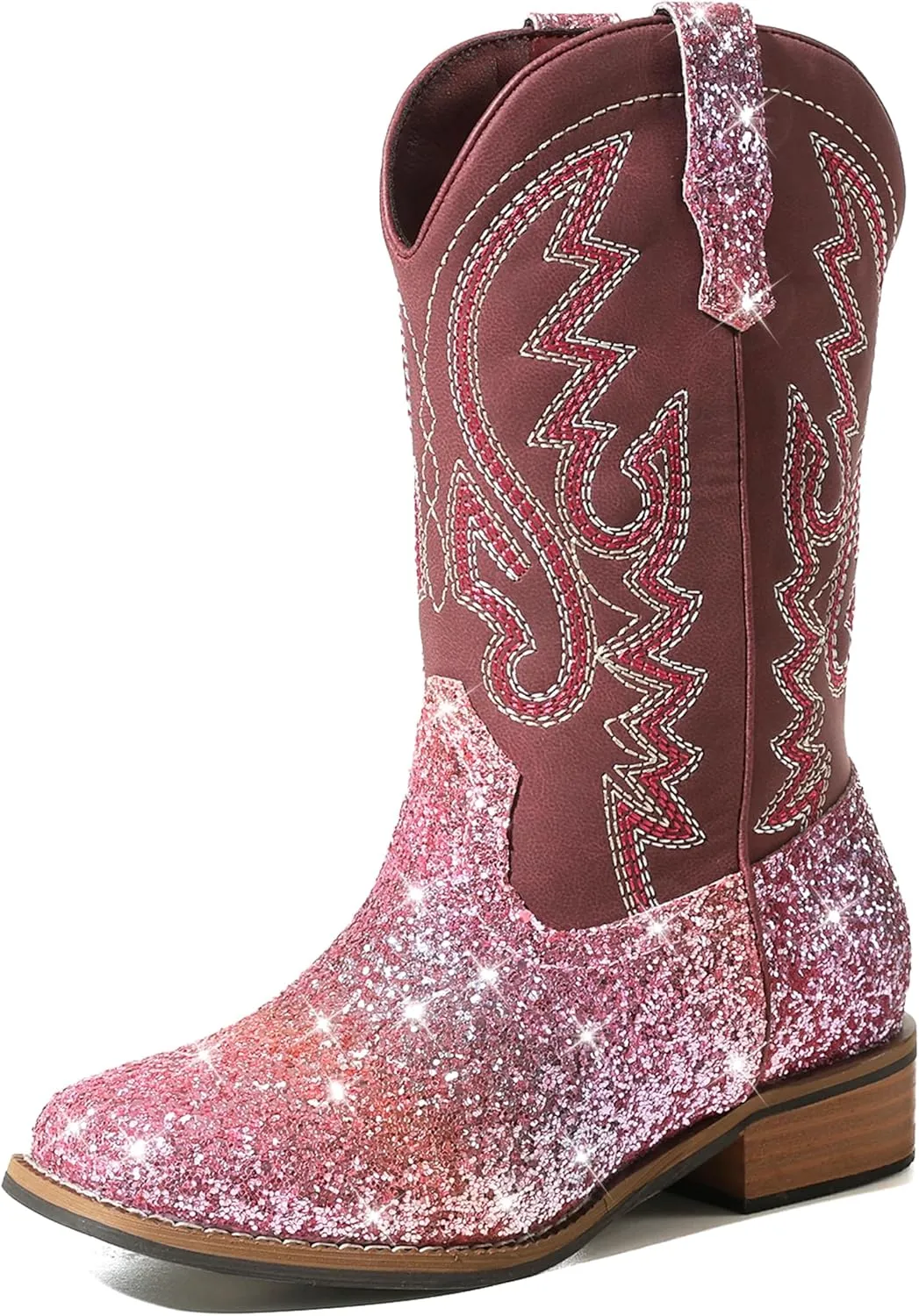 Cowboy Boots Square Toe Kids Boots Embroidered Western Boots Cowgirl Boots For Toddler/Little Kid/Big Kid