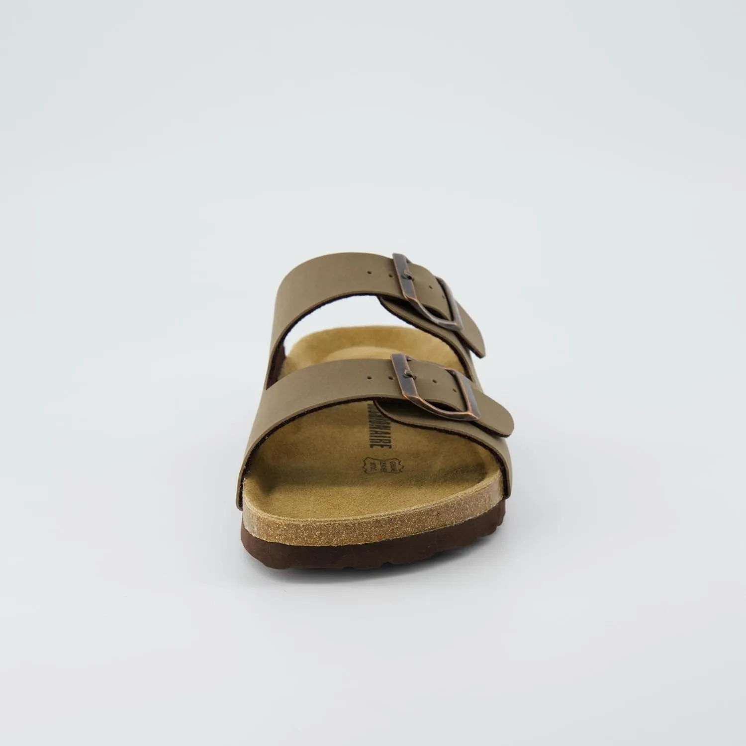CUSHIONAIRE Lane Cork Footbed Sandals for Women – Comfortable Double Buckle Slip-On with Genuine Suede Footbed & Arch Support Slides for Women Footwear