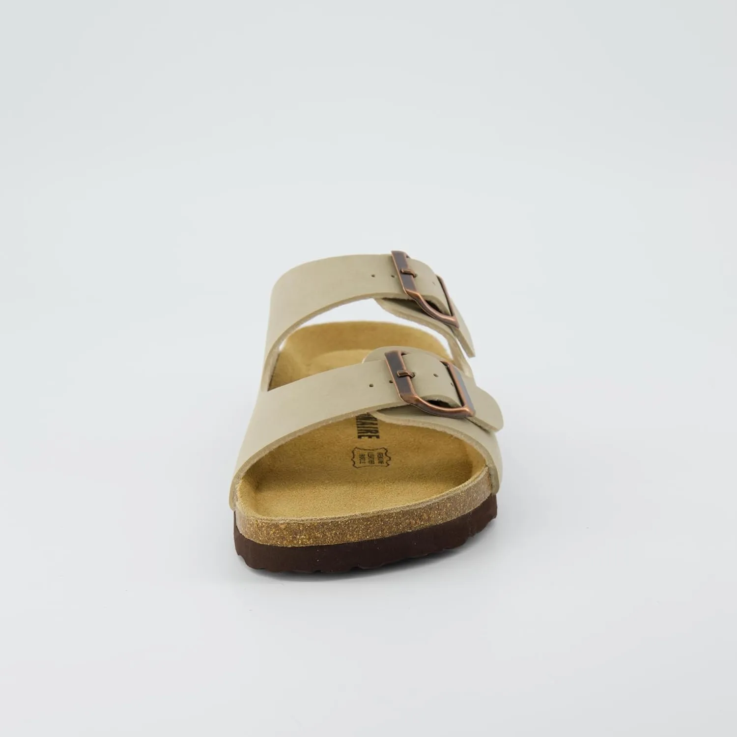 CUSHIONAIRE Lane Cork Footbed Sandals for Women – Comfortable Double Buckle Slip-On with Genuine Suede Footbed & Arch Support Slides for Women Footwear