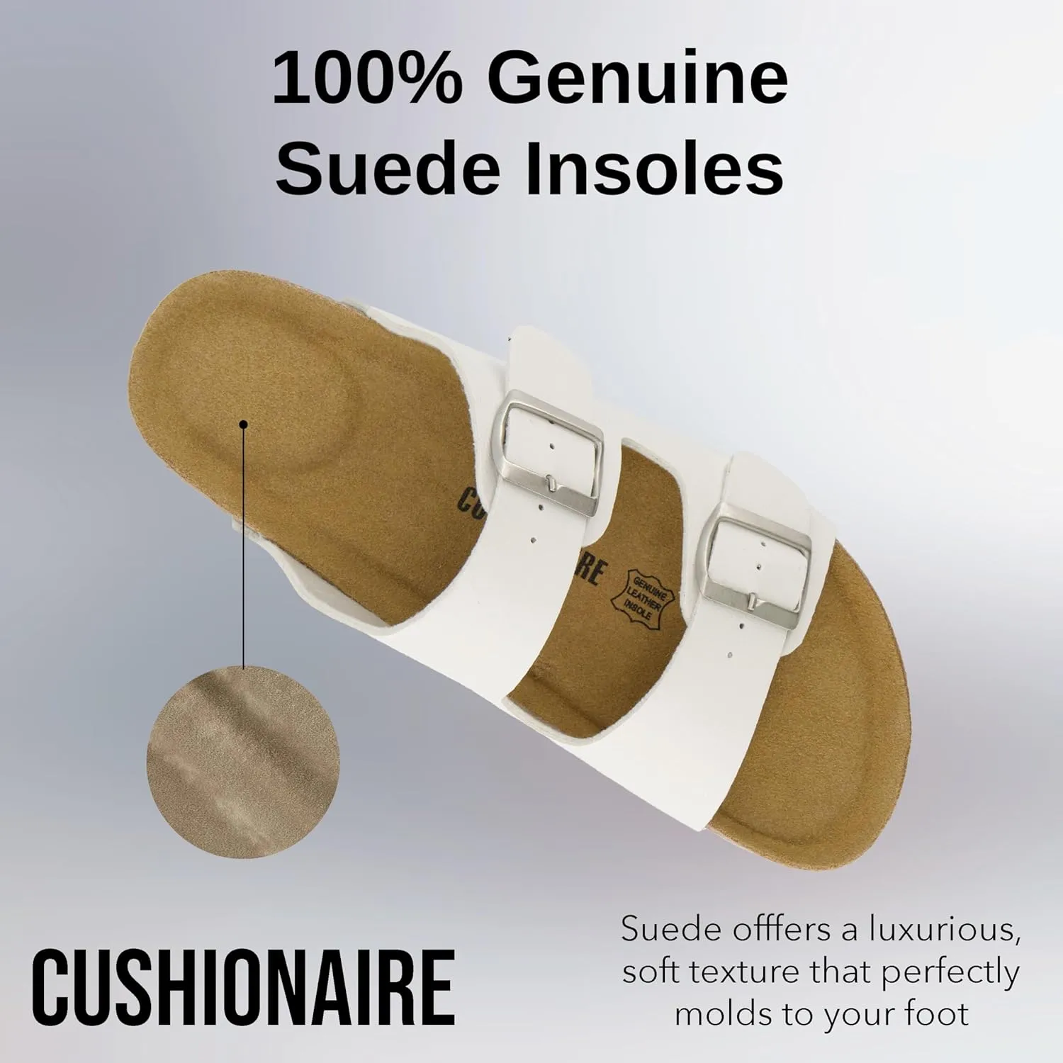 CUSHIONAIRE Men's Lane Cork Footbed Sandal with  Comfort, Arch Support, Adjustable Straps - Comfortable Slide Sandals for Walking, Casual Summer Footwear