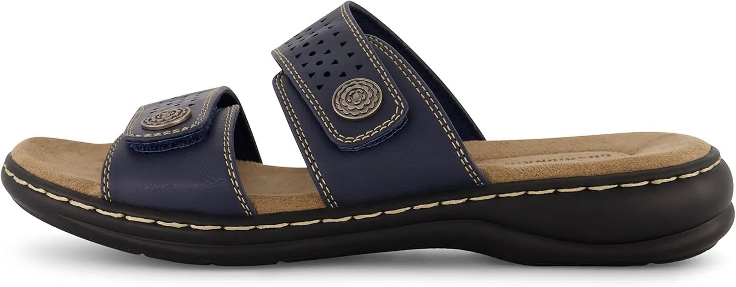 CUSHIONAIRE Women's Betsy comfort footbed slide Sandal with adjustable straps and  Comfort