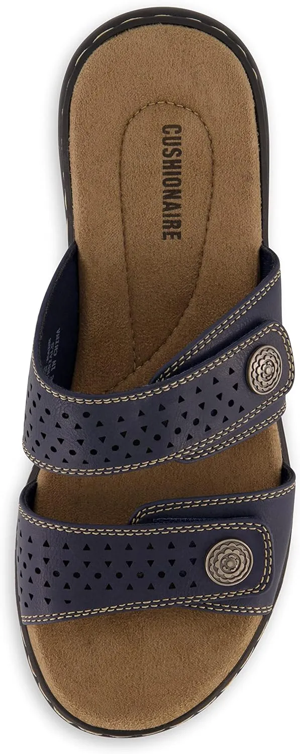 CUSHIONAIRE Women's Betsy comfort footbed slide Sandal with adjustable straps and  Comfort