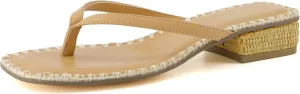 CUSHIONAIRE Women's Breezy Block Heel Thong Sandals  Memory Foam, Wide Widths Available