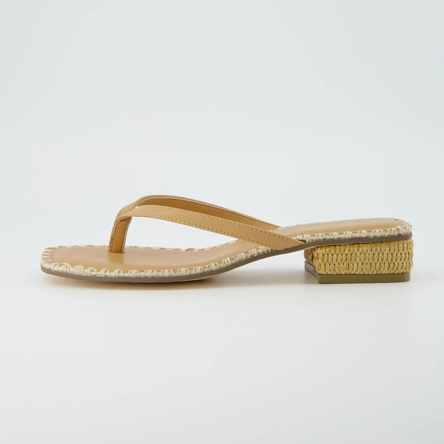 CUSHIONAIRE Women's Breezy Block Heel Thong Sandals  Memory Foam, Wide Widths Available