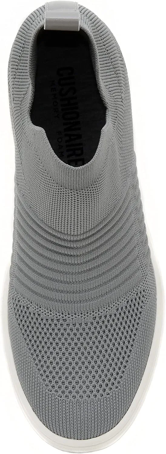CUSHIONAIRE Women's Hoyt Knit Hidden Wedge Sneaker  Memory Foam & Wide Width Available