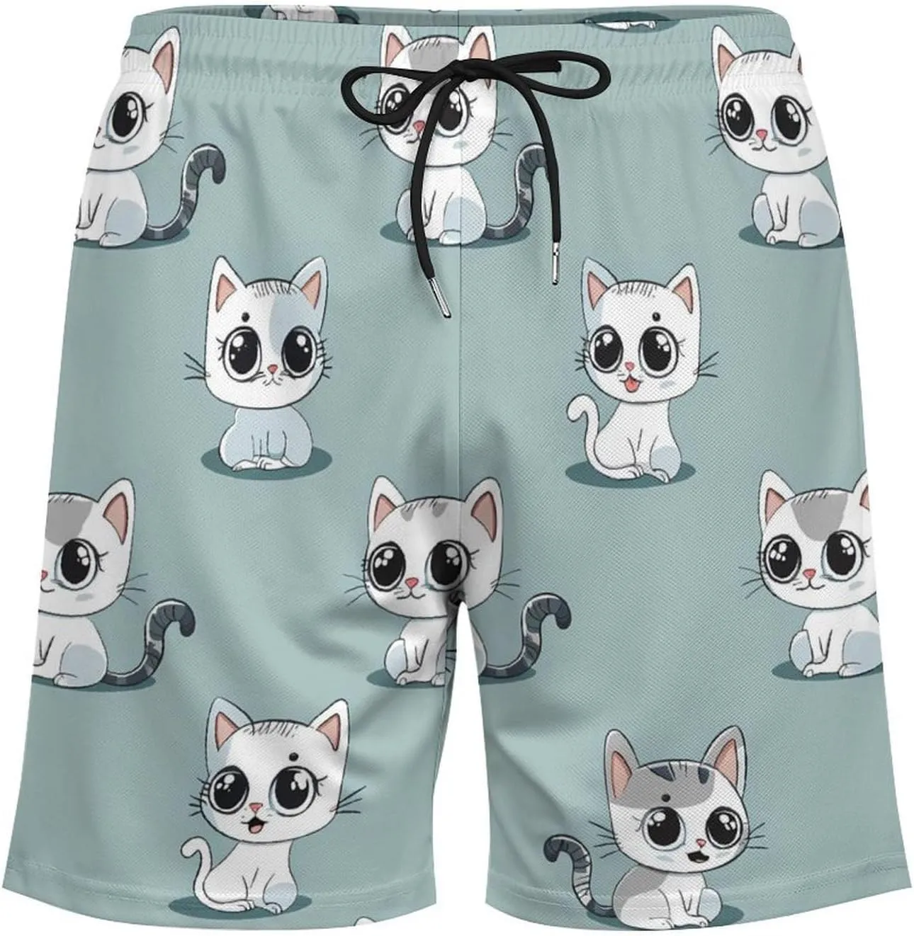 Cute Cat Men's Swim Trunks Quick Dry Board Shorts Swimwear Beach Shorts with Compression Liner