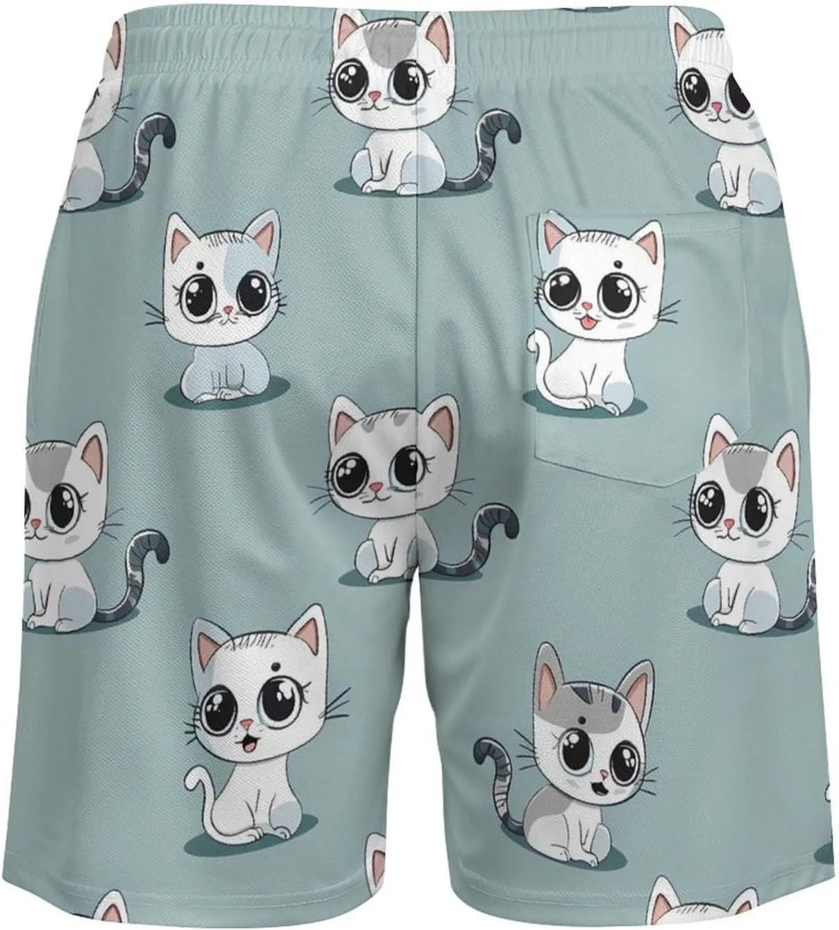 Cute Cat Men's Swim Trunks Quick Dry Board Shorts Swimwear Beach Shorts with Compression Liner