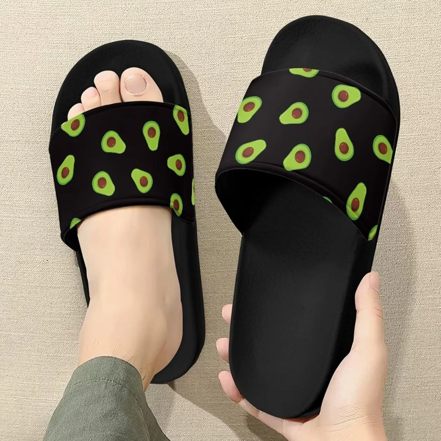 Cute Pattern Slide Sandals Shoes Slippers for Women, House Non Slip Quick Drying Slides Shower Sandals