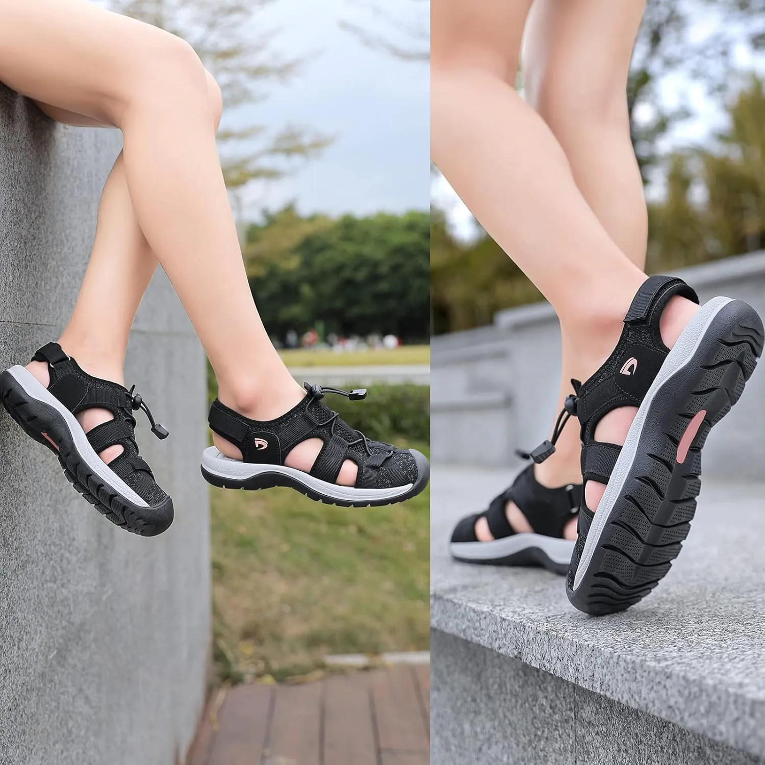 Dannto Women's Sport Sandals Close Toe Mesh Hiking Outdoor Athletic Casual Walking Sandals Water Shoes