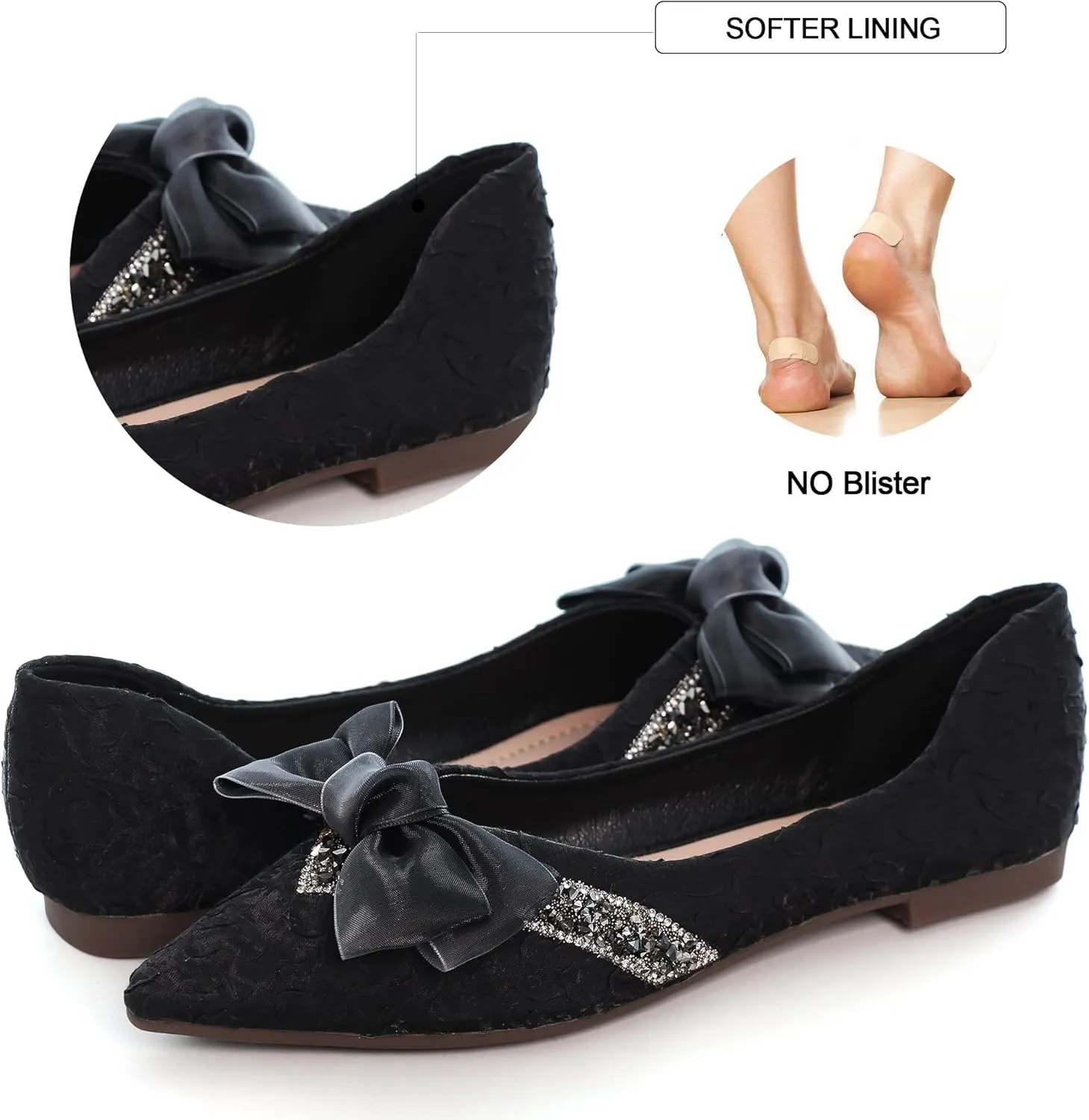 Dear Time Women's Casual Flats Bowknot Pointed Toe Ballet Flats Dressy Bridal Shoes Slip Ons Loafers for Women Comfortable Shoes