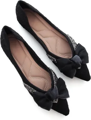 Dear Time Women's Casual Flats Bowknot Pointed Toe Ballet Flats Dressy Bridal Shoes Slip Ons Loafers for Women Comfortable Shoes