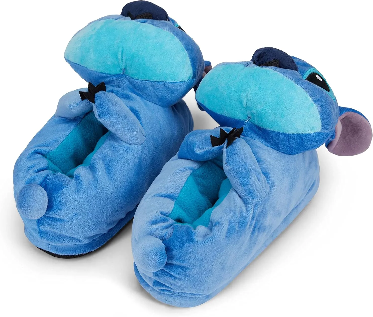 Disney Ladies Lilo and Stitch Slippers - Ladies Classic Lilo and Stitch Big Face Plush Slippers Lilo and Stitch 3D Plush Slippers