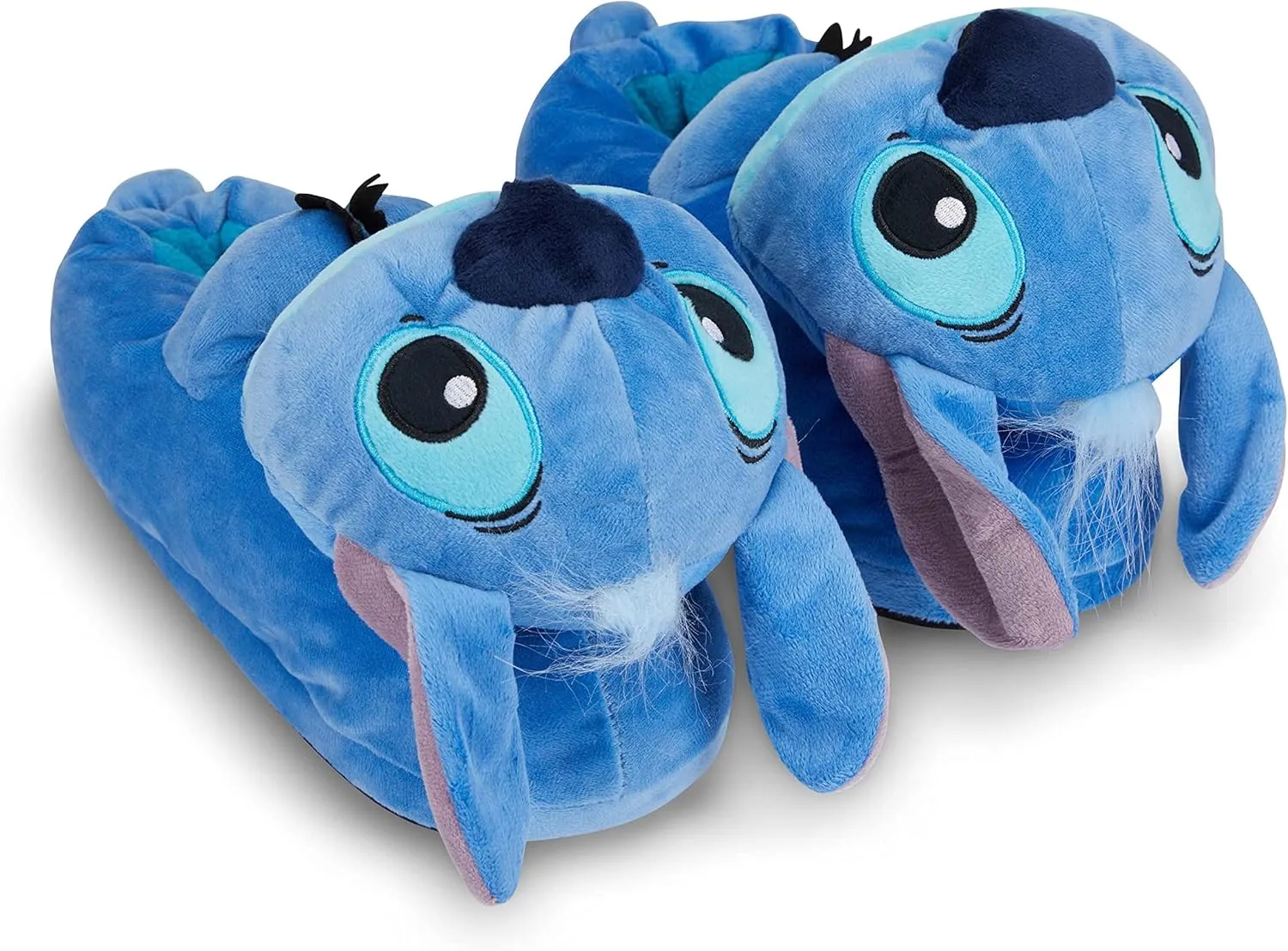 Disney Ladies Lilo and Stitch Slippers - Ladies Classic Lilo and Stitch Big Face Plush Slippers Lilo and Stitch 3D Plush Slippers
