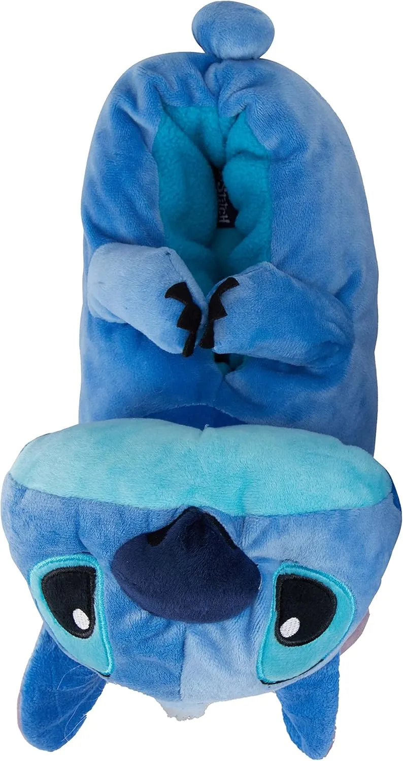 Disney Ladies Lilo and Stitch Slippers - Ladies Classic Lilo and Stitch Big Face Plush Slippers Lilo and Stitch 3D Plush Slippers