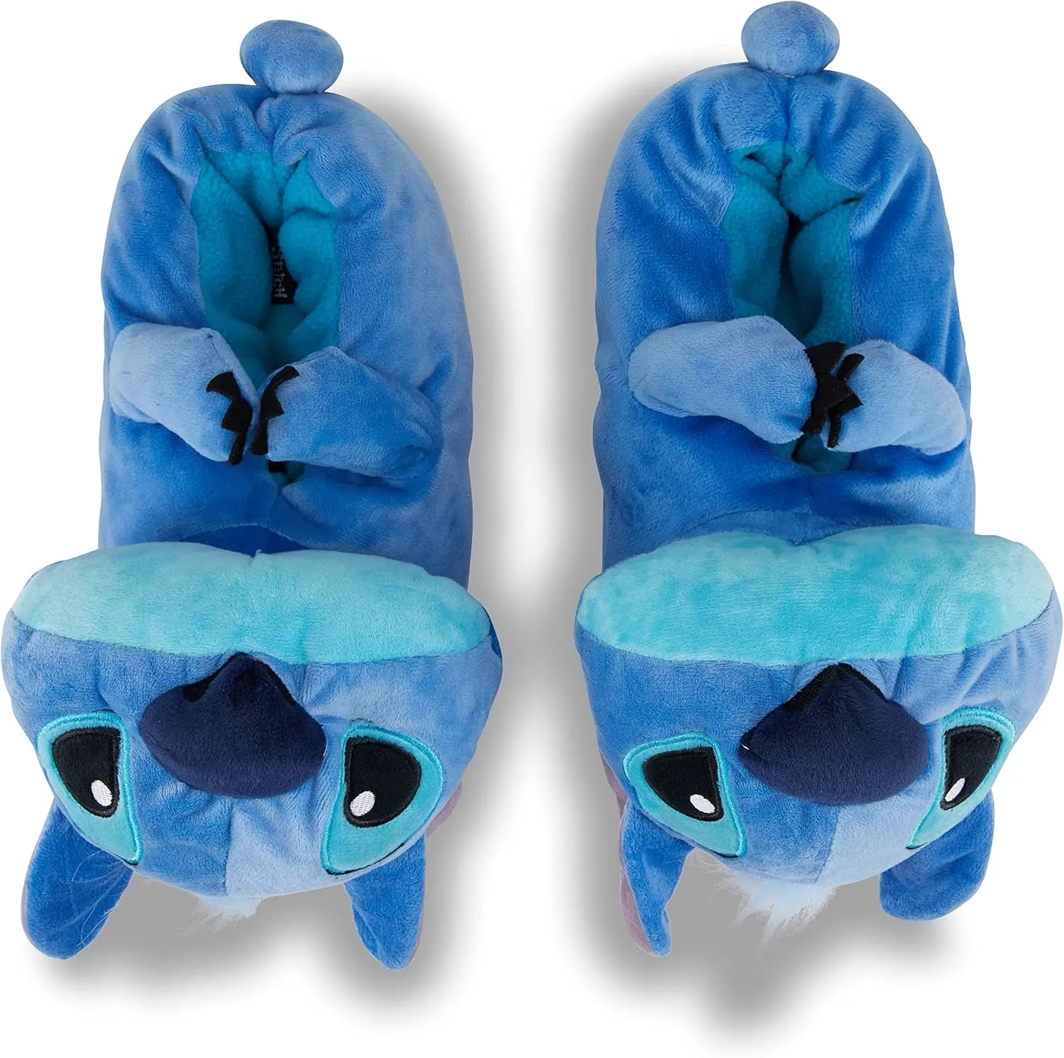 Disney Ladies Lilo and Stitch Slippers - Ladies Classic Lilo and Stitch Big Face Plush Slippers Lilo and Stitch 3D Plush Slippers