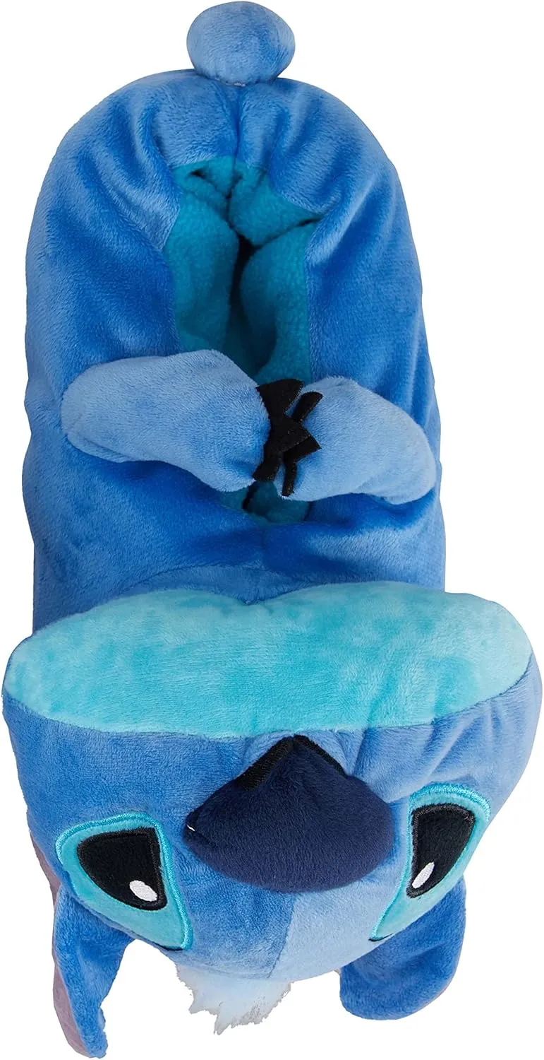 Disney Ladies Lilo and Stitch Slippers - Ladies Classic Lilo and Stitch Big Face Plush Slippers Lilo and Stitch 3D Plush Slippers