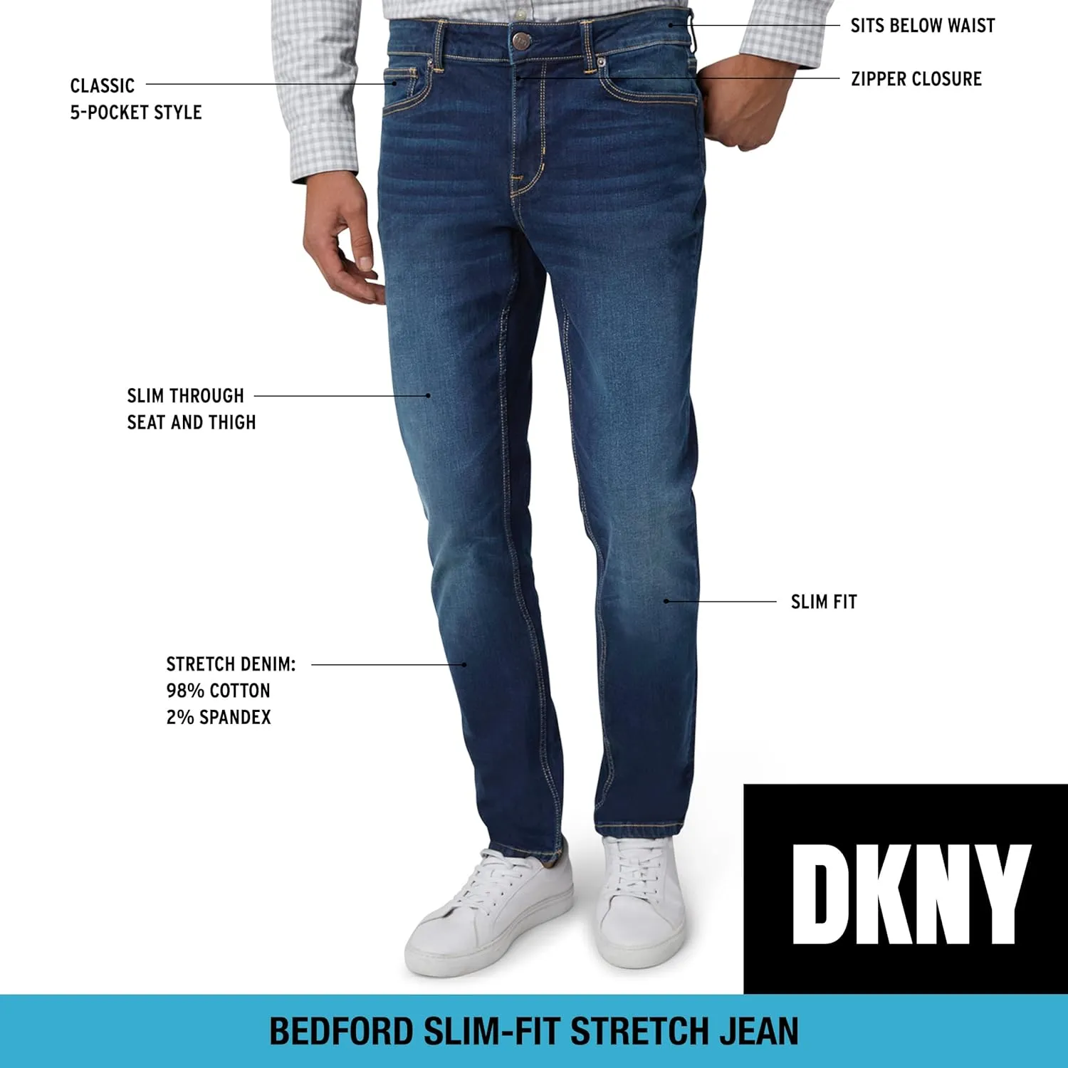 DKNY Men's Jeans - Bedford Stretch Denim Slim Fit Jeans for Men