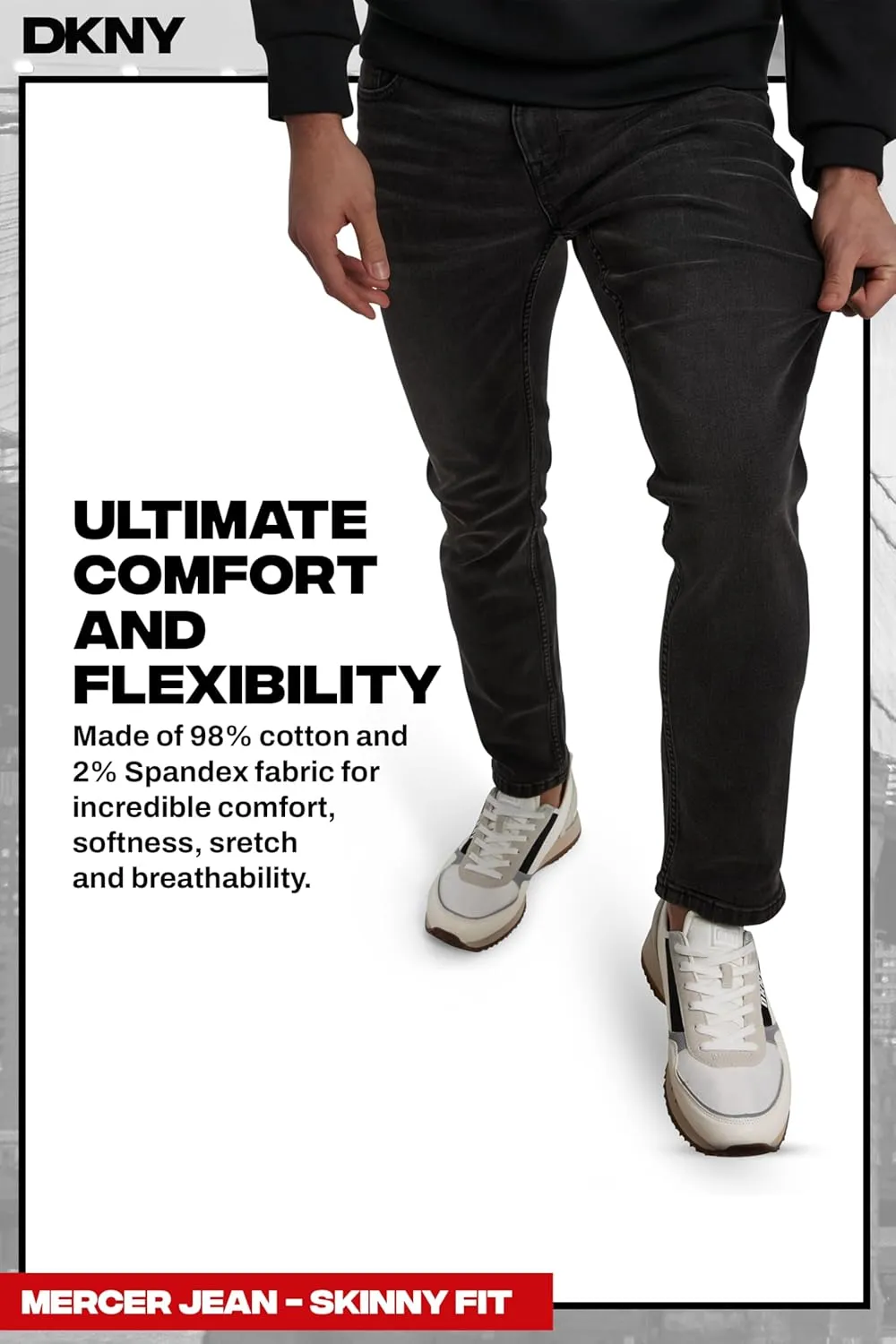 DKNY Mens Skinny Jeans for Men - Stretch Denim Classic 5 Pocket Men's Skinny Jeans | Stretch Fit Denim for Men