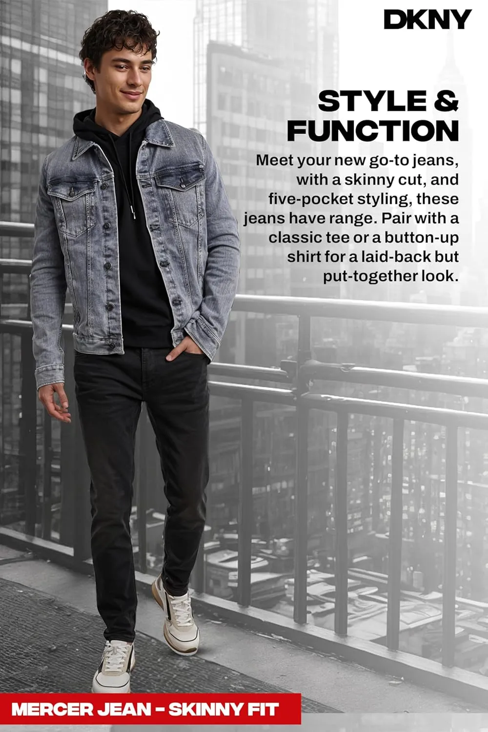 DKNY Mens Skinny Jeans for Men - Stretch Denim Classic 5 Pocket Men's Skinny Jeans | Stretch Fit Denim for Men