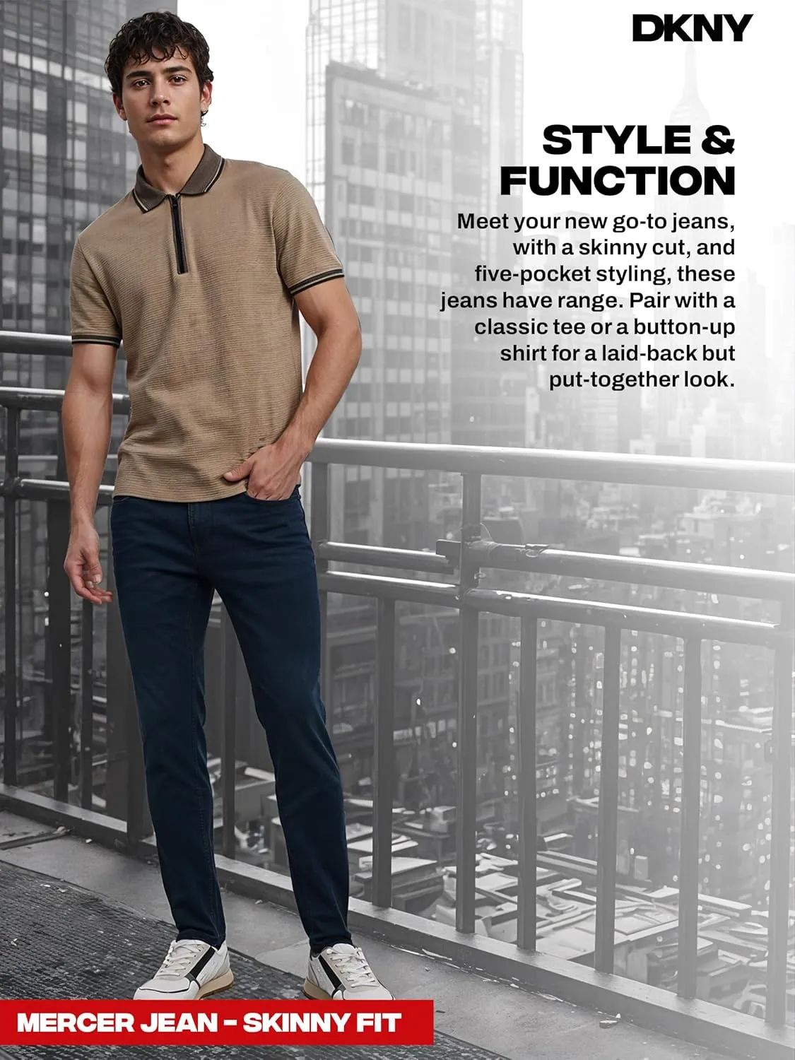DKNY Mens Skinny Jeans for Men - Stretch Denim Classic 5 Pocket Men's Skinny Jeans | Stretch Fit Denim for Men