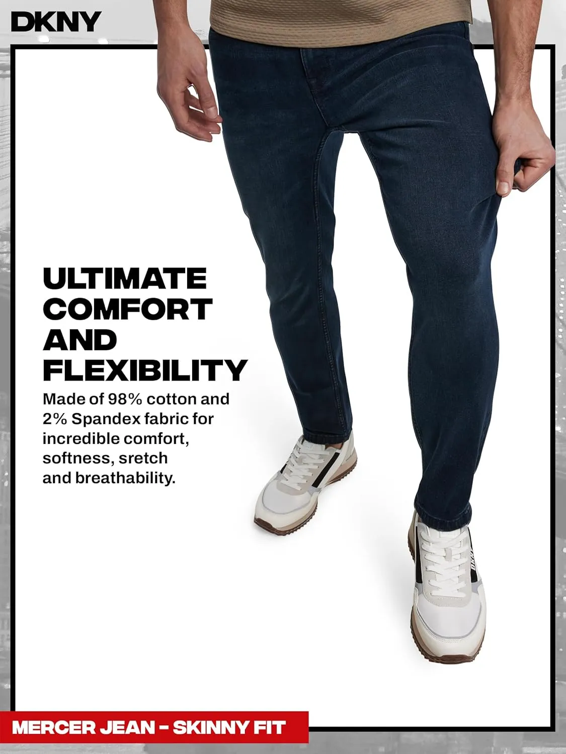 DKNY Mens Skinny Jeans for Men - Stretch Denim Classic 5 Pocket Men's Skinny Jeans | Stretch Fit Denim for Men