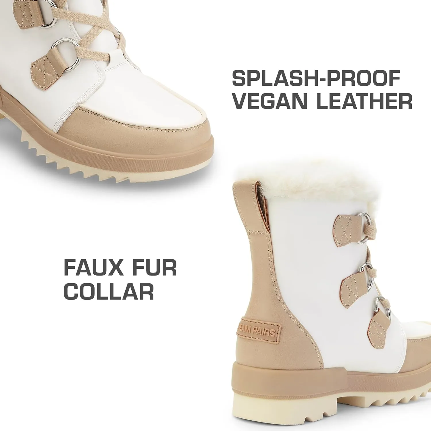 DREAM PAIRS Ankle Winter Boots for Women Snow Boots Anti-Slip Resistant Classic Warm Faux Fur Lined Lace Up for Outdoor Hiking Walking