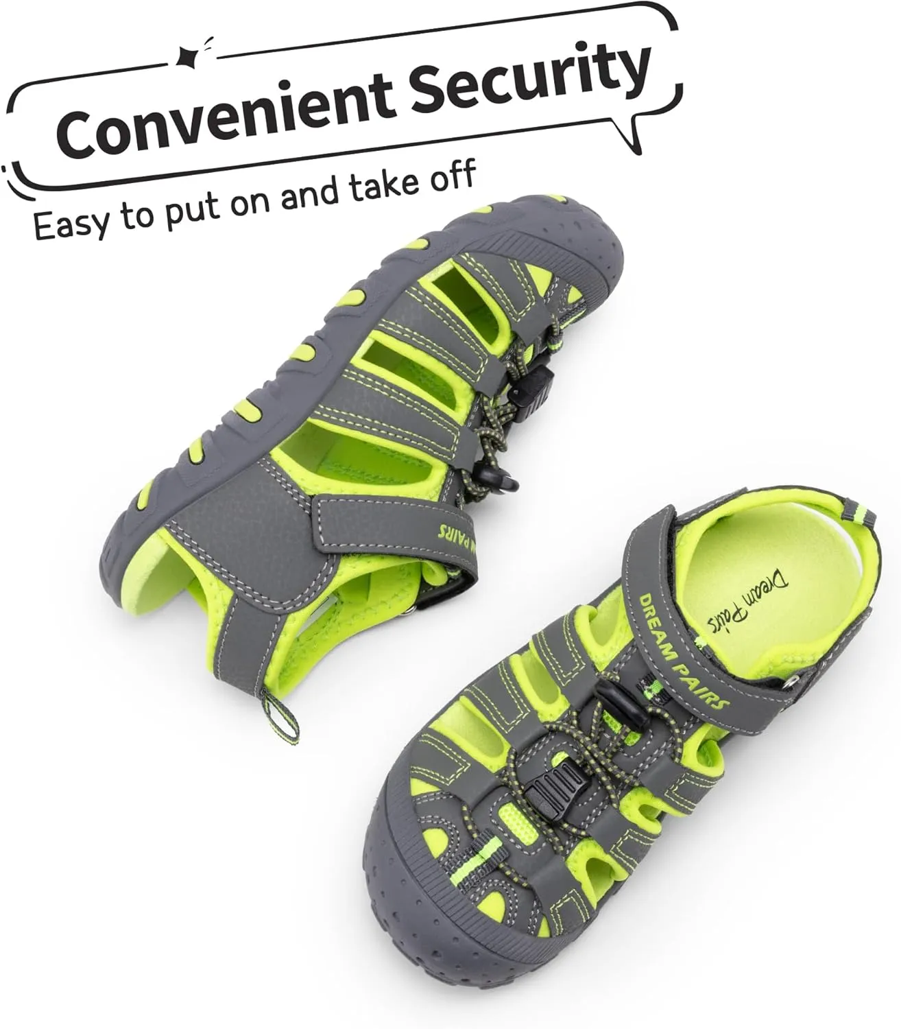 DREAM PAIRS Boys Girls Closed-Toe Outdoor Summer Sport Sandals for Little/Big Kid
