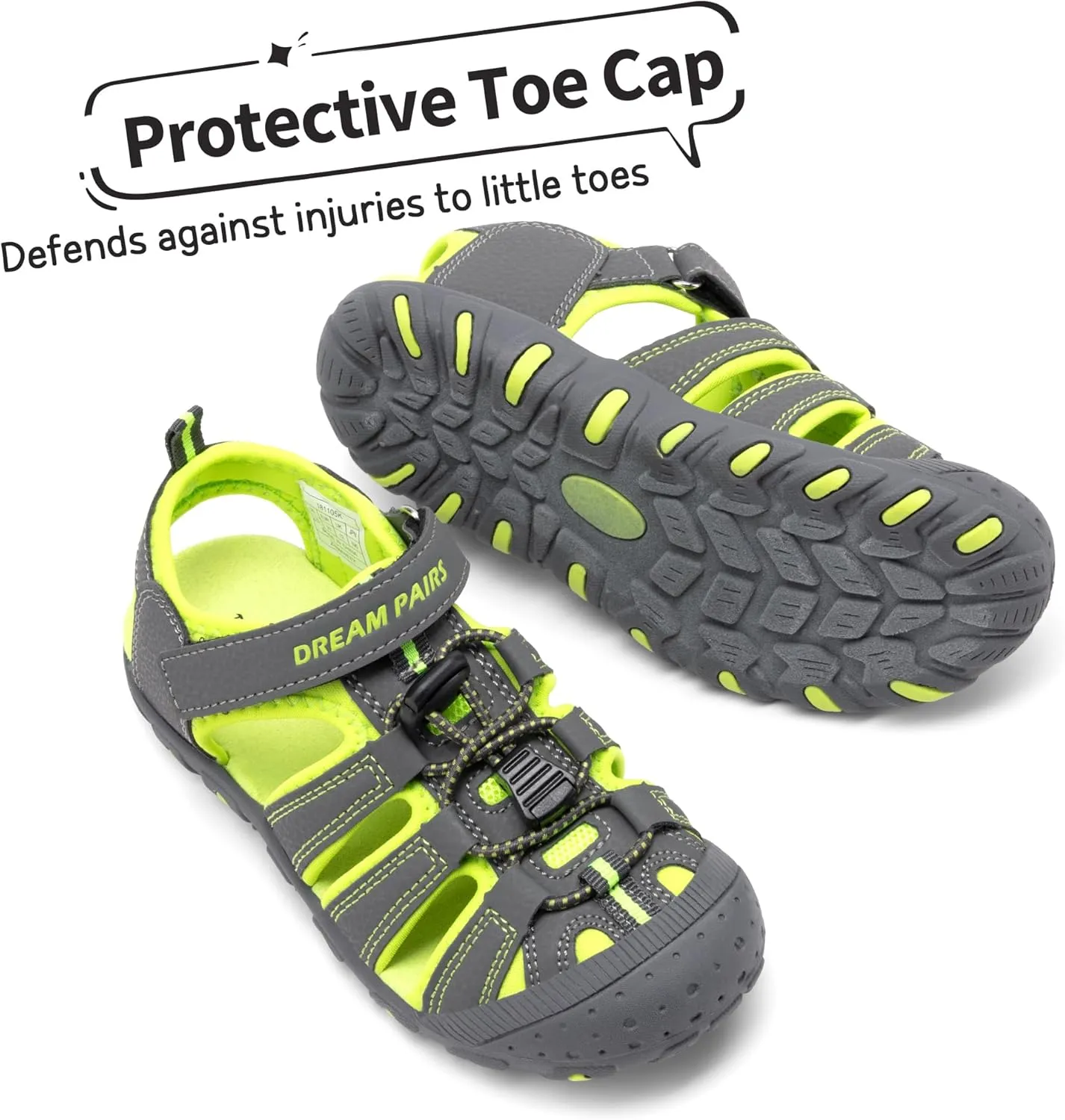 DREAM PAIRS Boys Girls Closed-Toe Outdoor Summer Sport Sandals for Little/Big Kid