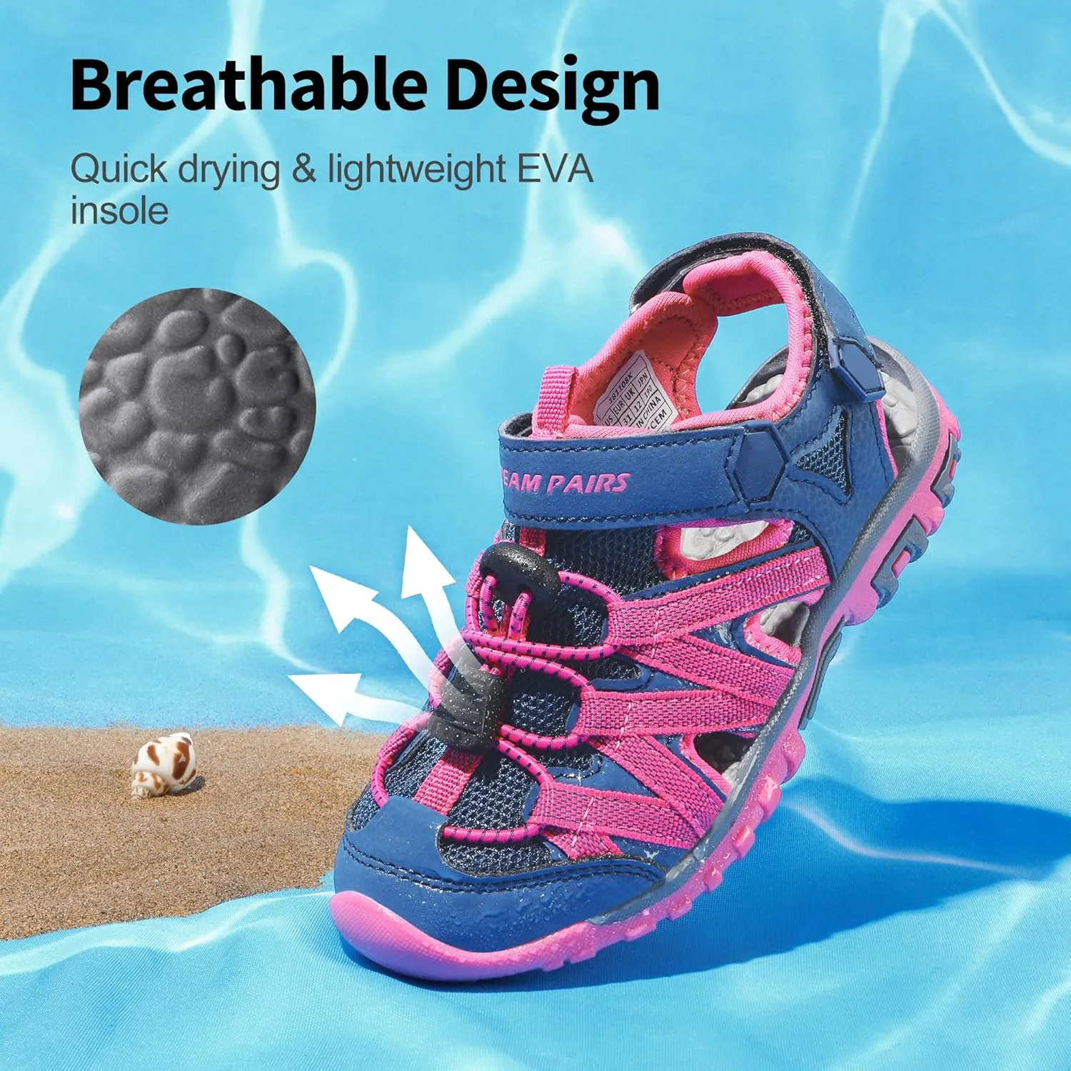 DREAM PAIRS Boys Girls Closed-Toe Outdoor Summer Sport Sandals for Little/Big Kid