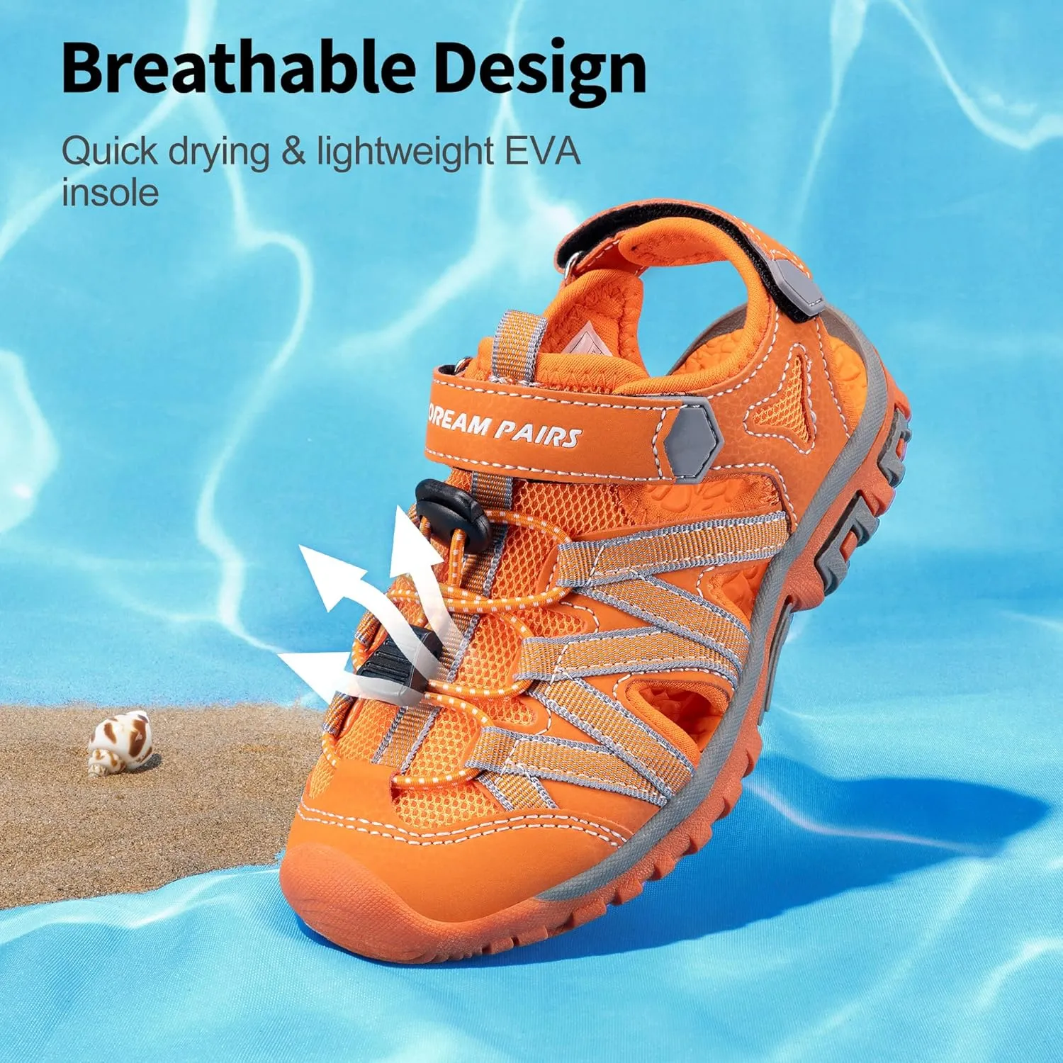 DREAM PAIRS Boys Girls Closed-Toe Outdoor Summer Sport Sandals for Little/Big Kid