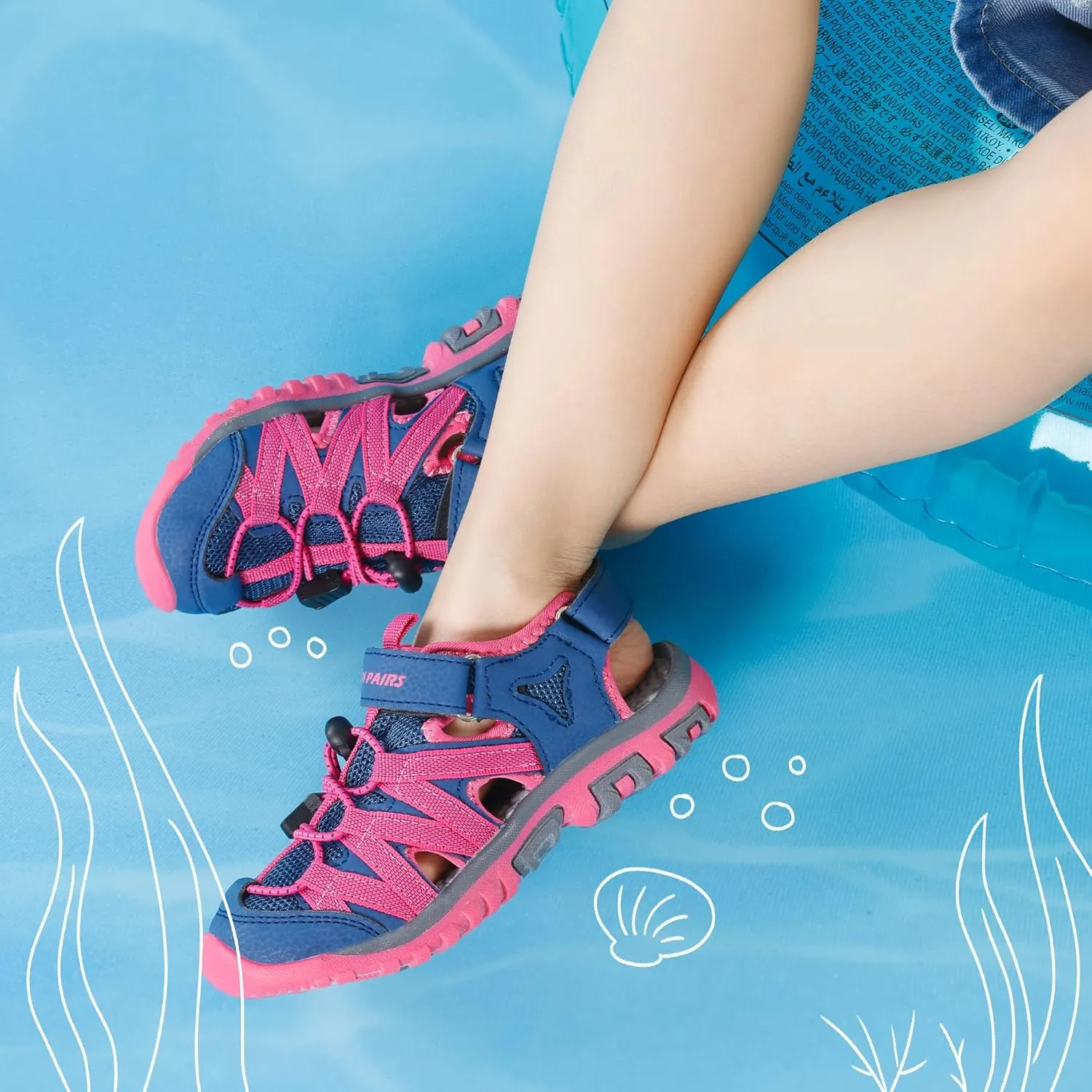 DREAM PAIRS Boys Girls Closed-Toe Outdoor Summer Sport Sandals for Little/Big Kid