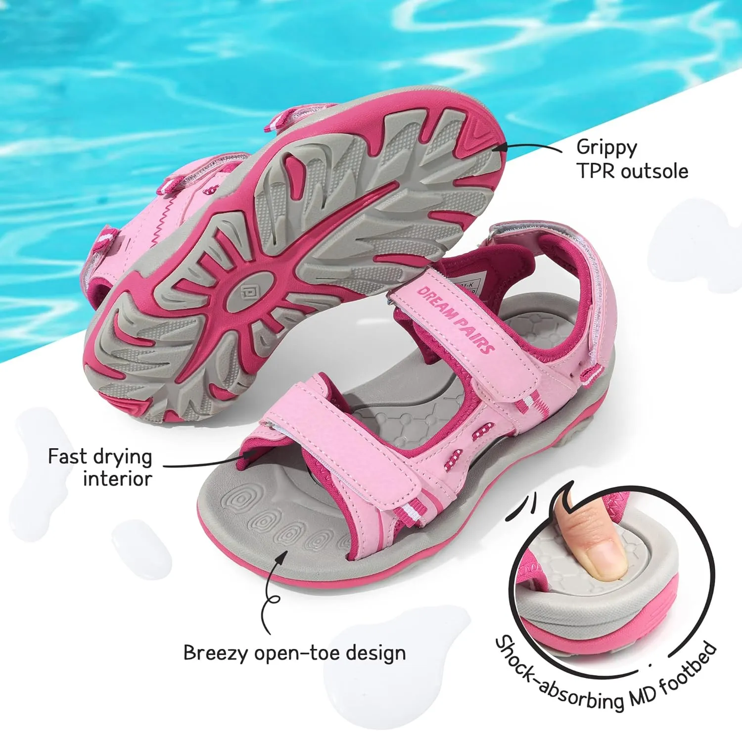 DREAM PAIRS Boys Girls Fashion Athletic Summer Sports Sandals(Toddler/Little Kid/Big Kid)